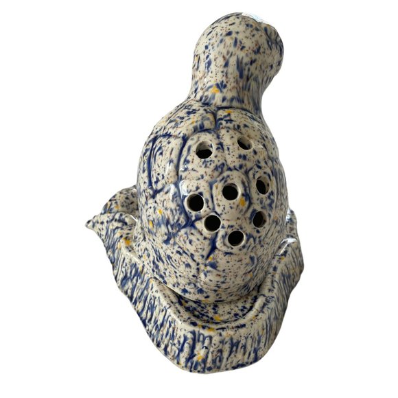 Vintage 90s Turtle Toothbrush Holder & Soap Dish Bathroom Set Blue White Speckle - Picture 3 of 7